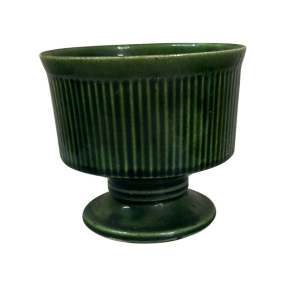 FTD Vintage Ceramic Green Ribbed Pedestal Planter Flower Pot/Vase 5 inches - Picture 1 of 6